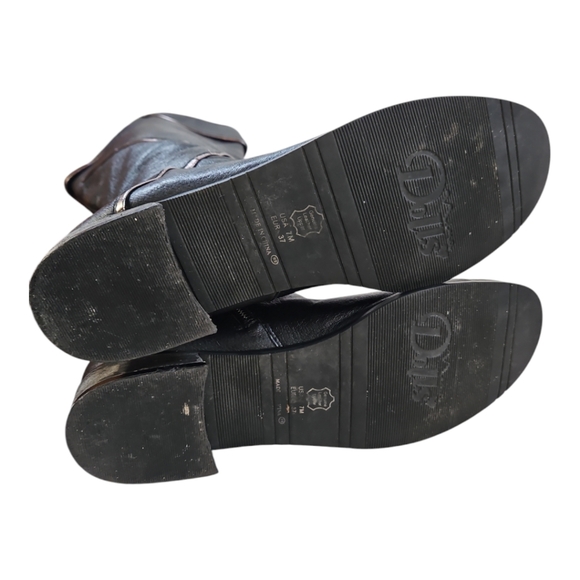 Nina Dolls Black Leather Flat Boots W/ Silver Trim Vintage Y2K Size 7 - Picture 8 of 12